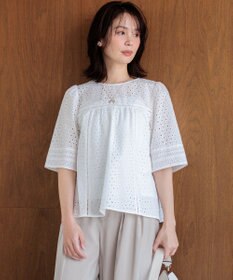 組曲 【先行予約】エンブロイダリーレース5分袖 ブラウス