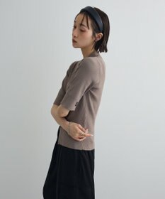 Green Parks ポロ襟5分袖リブニット