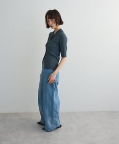 Green Parks ポロ襟5分袖リブニット