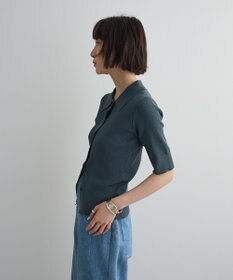 Green Parks ポロ襟5分袖リブニット