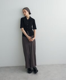 Green Parks ポロ襟5分袖リブニット