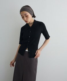 Green Parks ポロ襟5分袖リブニット