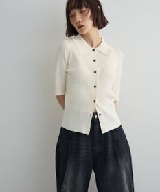 Green Parks ポロ襟5分袖リブニット