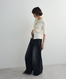 Green Parks ポロ襟5分袖リブニット