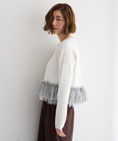 YECCA VECCA レースレイヤードラッフルカーディガン