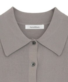 Green Parks ポロ襟5分袖リブニット