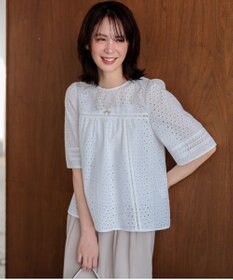 組曲 【先行予約】エンブロイダリーレース5分袖 ブラウス