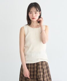 earth music&ecology 【綿100％】ピコミシンヘンリーネックタンクトップ