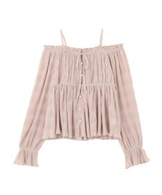 earth music&ecology 【2WAY】シャーリングフリルオフショルブラウス