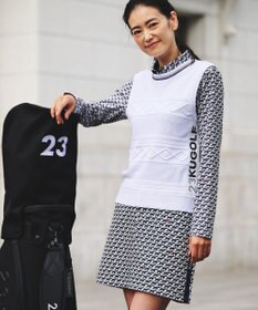 23区GOLF 【WOMEN】【ウォッシャブル】コットンブレンドサイドロゴベスト