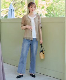 Tiaclasse 【洗える】楊柳バックフリルブルゾン