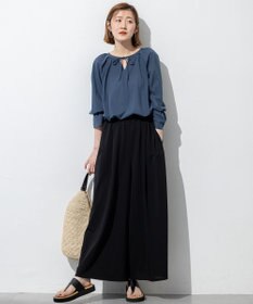 23区 L 【洗える】クリアトリコットジャージー ギャザーデザイン カットソー