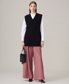 ICB 【洗える】 ウールヴィスコースストレッチ タックパンツ