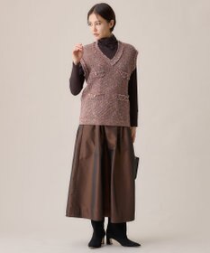 自由区 ミックスツイードニット  ベスト