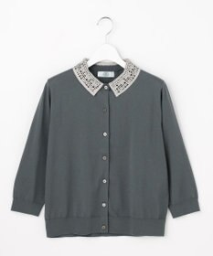J.PRESS LADIES S 【2WAY】レースカラーコンビ カーディガン