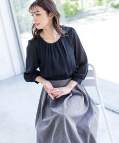 Tiaclasse 【洗える】ブラウスドッキングツイードワンピース