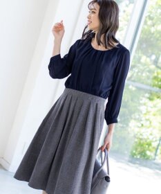 Tiaclasse 【洗える】ブラウスドッキングツイードワンピース