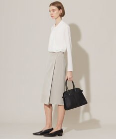 ICB 【洗える】ジョーゼットジャージー ボウタイ風プルオーバー