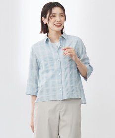 J.PRESS LADIES 【洗える】SHEER チェック シャツ ブラウス