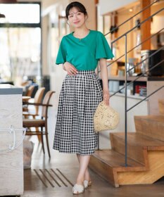 Tiaclasse 【おのののかさん着用】「サマケア」キーネックフレアスリーブトップス