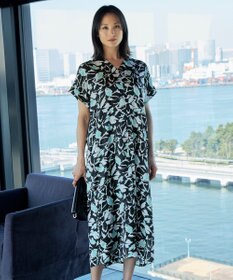 ICB 【洗える】 ウォーターフラワープリント ワンピース