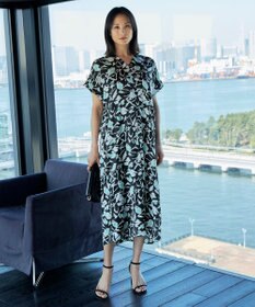 ICB 【洗える】 ウォーターフラワープリント ワンピース