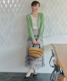 Tiaclasse ラメシアー天竺パールボタンカーディガン