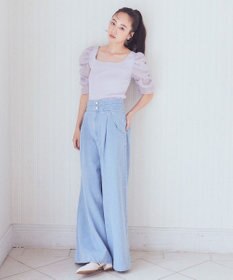 earth music&ecology ダブルベルトデザインワイドパンツ