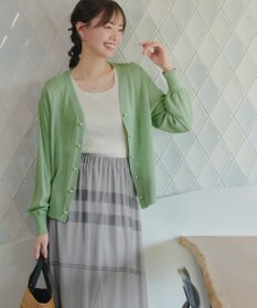 Tiaclasse ラメシアー天竺パールボタンカーディガン