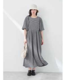 earth music&ecology ボリュームスリーブＣｈｅｃｋワンピース