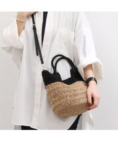 UNBILLION カシュカシュ cachecache / 切り替え柄編みミニトート カゴバッグ