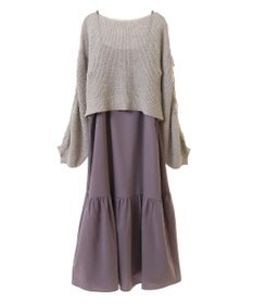 earth music&ecology ＳＥＴ２点透かしニット＋キャミワンピース