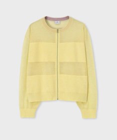 Paul Smith 【洗える】シアーボーダー ジップアップ カーディガン