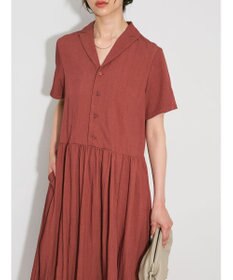 Green Parks ローウエスト切替開襟シャツワンピース