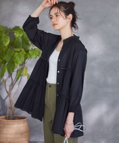 23区 【SLOW/洗える】コットンローン ティアードチュニック ブラウス