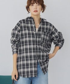 AMERICAN HOLIC フリンジヘム起毛チェックシャツ