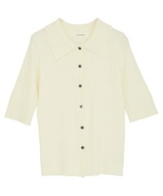 Green Parks ポロ襟5分袖リブニット