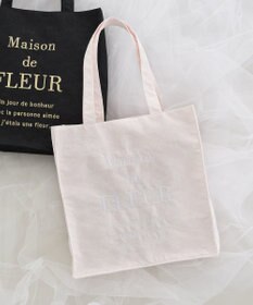 Maison de FLEUR リボンレースブランドロゴ刺繍スクエアトート