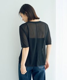 YECCA VECCA クルーネック5分袖シアートップス