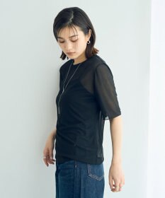 YECCA VECCA クルーネック5分袖シアートップス