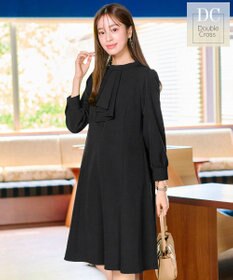 Tiaclasse L 【ダブルクロス】【洗える】フリルドレープワンピース