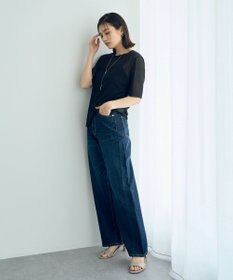 YECCA VECCA クルーネック5分袖シアートップス