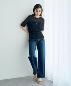 YECCA VECCA クルーネック5分袖シアートップス