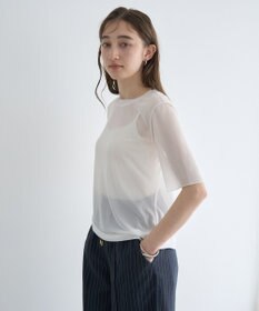 YECCA VECCA クルーネック5分袖シアートップス