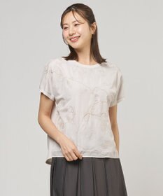 J.PRESS LADIES 【一枚で着映え】シアーエンブロイダリー カットソー