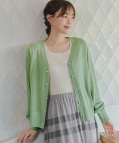 Tiaclasse ラメシアー天竺パールボタンカーディガン