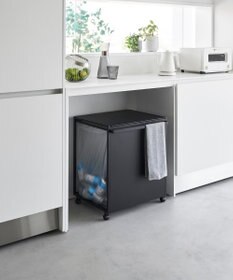tower 蓋付き目隠し分別ダストワゴン タワー 45L 2分別 ブラック