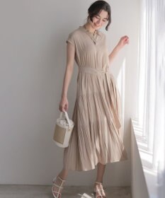 組曲 L 【WEB限定】ギャザーライトデシン ティアードワンピース