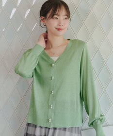 Tiaclasse ラメシアー天竺パールボタンカーディガン