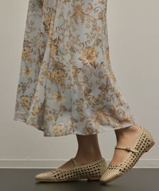 GRACE CONTINENTAL サラサプリントフリルカラーワンピース